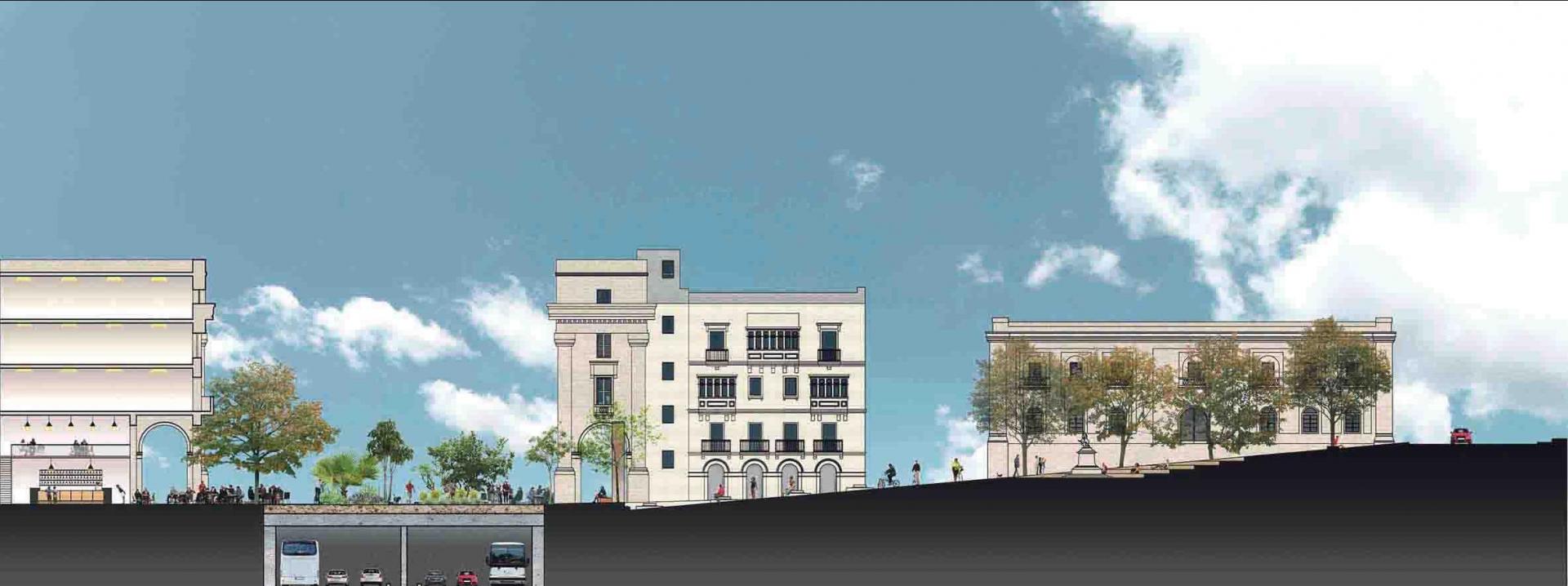 Part of the plans showing the road tunnel.