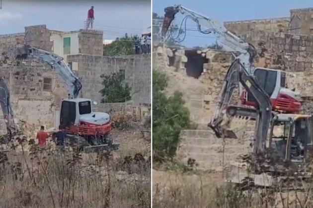 Watch: Ġgantija Heights farmhouse destroyed to make way for apartments