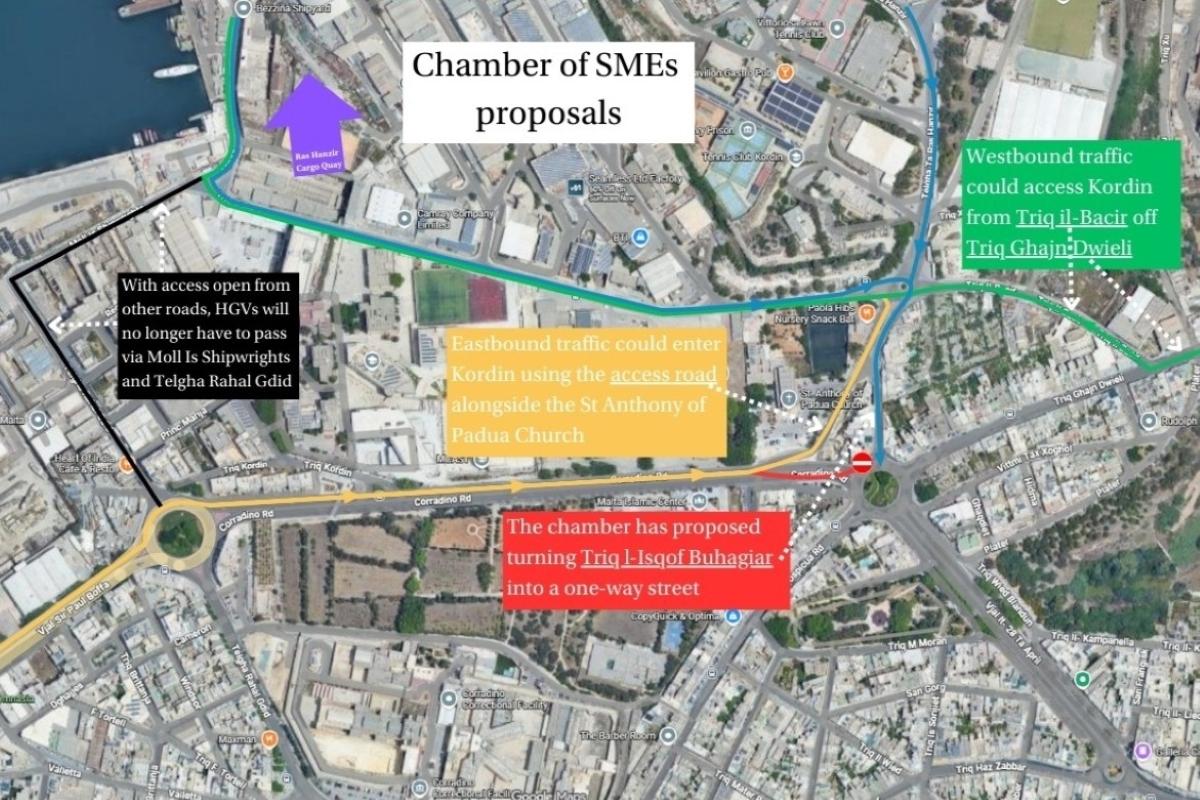 The Chamber of SMEs proposal. Graphic: Google Maps/James Cummings