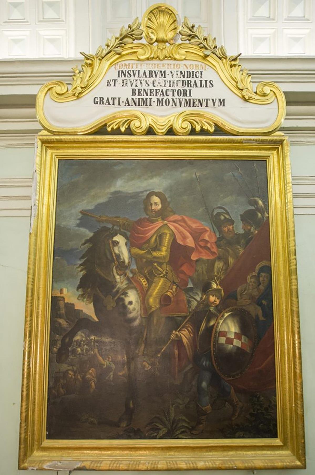 Count Roger freeing the Christian slaves in Malta in 1091 in an imaginary and idealised depiction by Alessio Erardi (1669-1722) at the sacristy of the Mdina Cathedral. Photo: Cathedral Chapter, Mdina