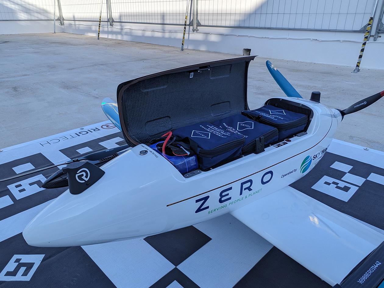 The drone carried blood samples from Saint James Hospital, Żejtun, to the healthcare provider&rsquo;s Sliema laboratory. Photo: James Cummings
