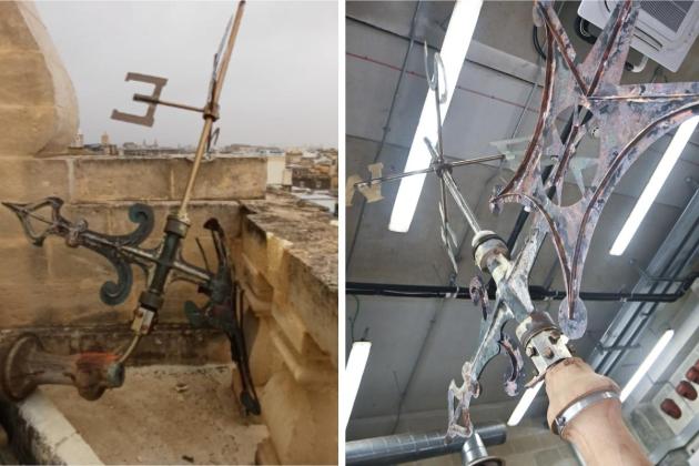 St John's Co-cathedral wind vane restored by MCAST after Storm Harry damage