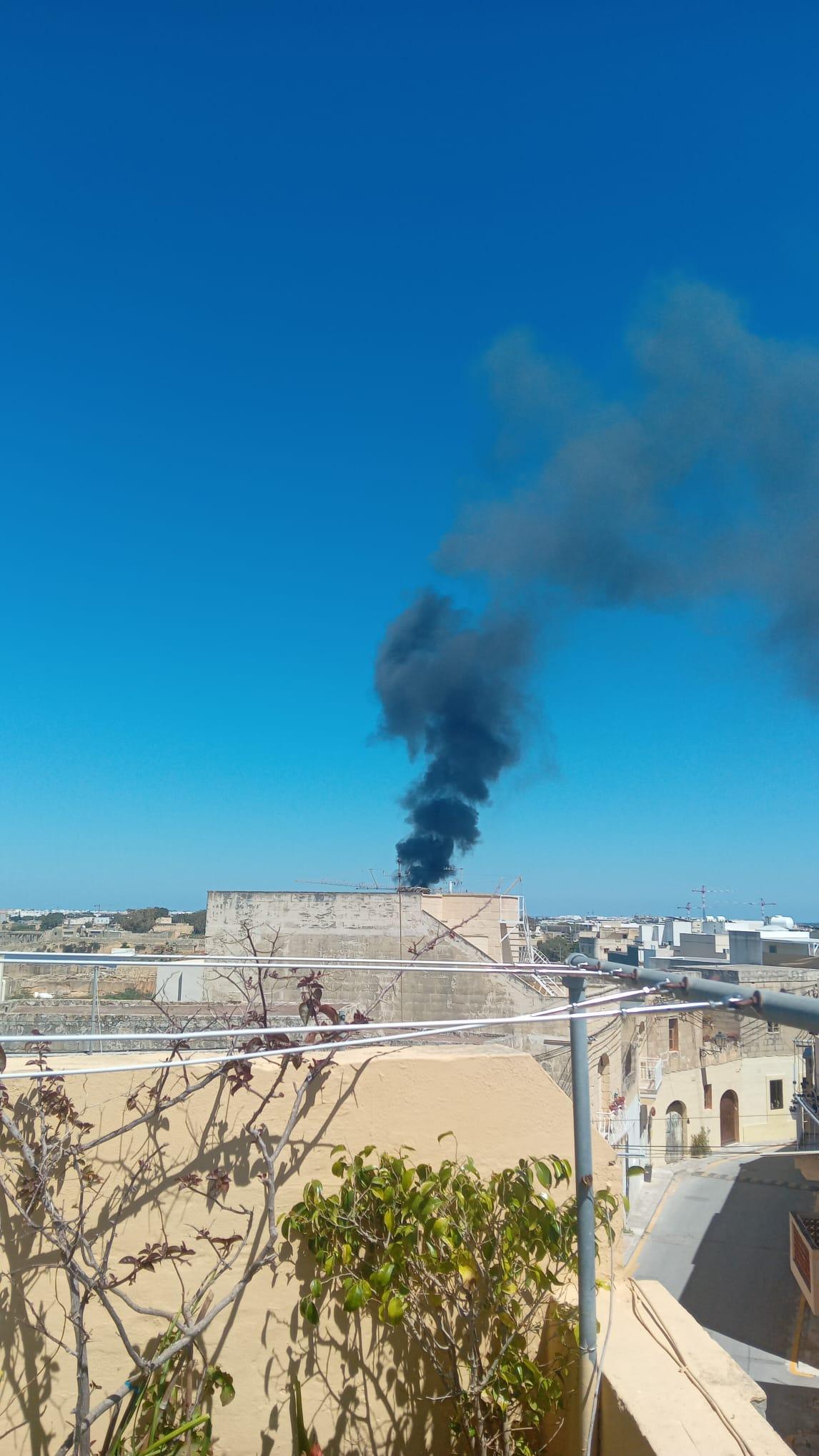 The plume of smoke can be seen from a distance across the South of Malta. Photo: Valhmor Camilleri