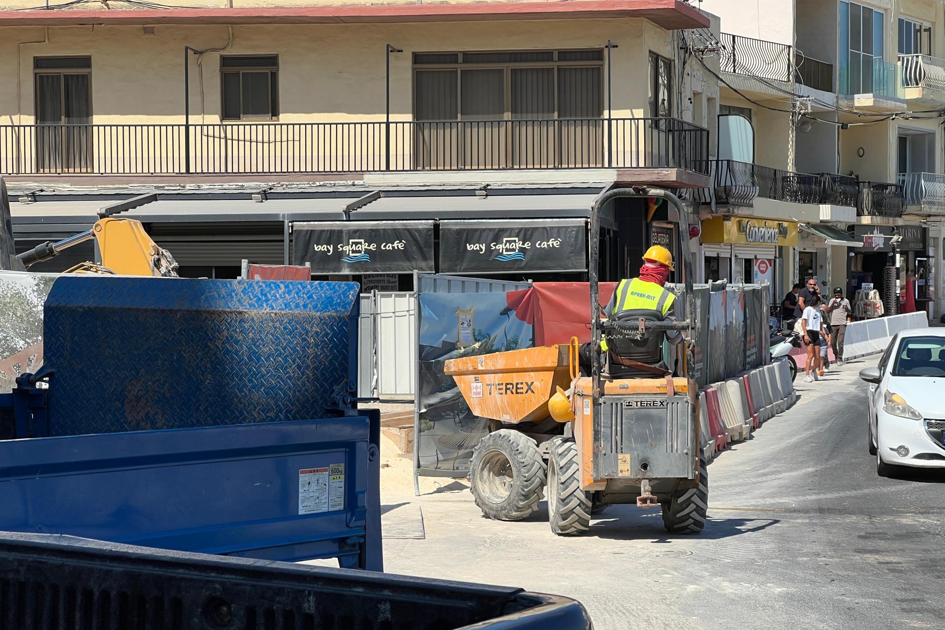 Ongoing works in Buġibba Square. Photo: Chris Sant Fournier