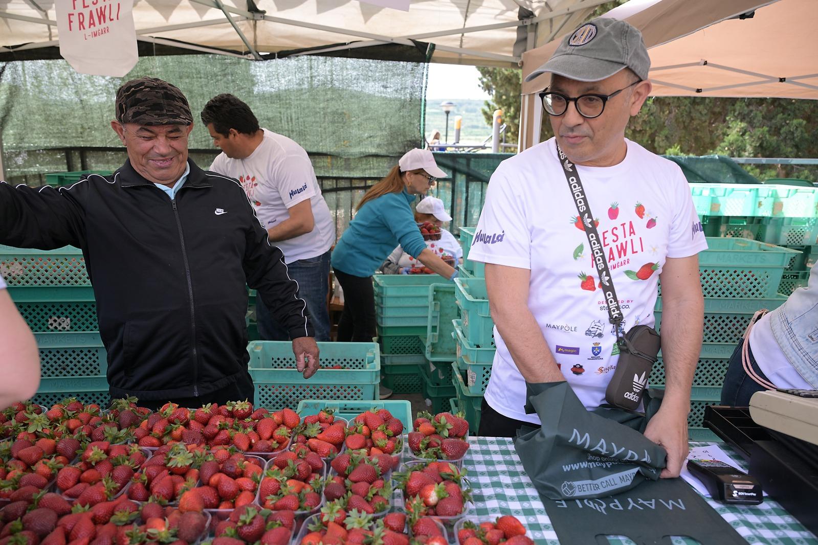 Farmers typically sell hundreds of kilos of strawberries during Festa Frawli. Photo: Matthew Mirabelli