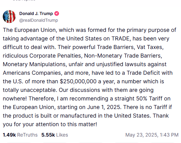 Donald Trump's post. Photo: Truth.
