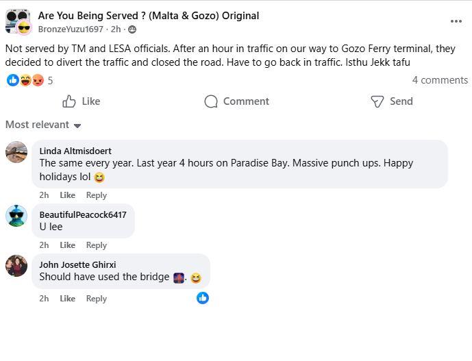 People reported unplanned diversions causing chaos. Screenshot: Facebook/Are You Being Served?