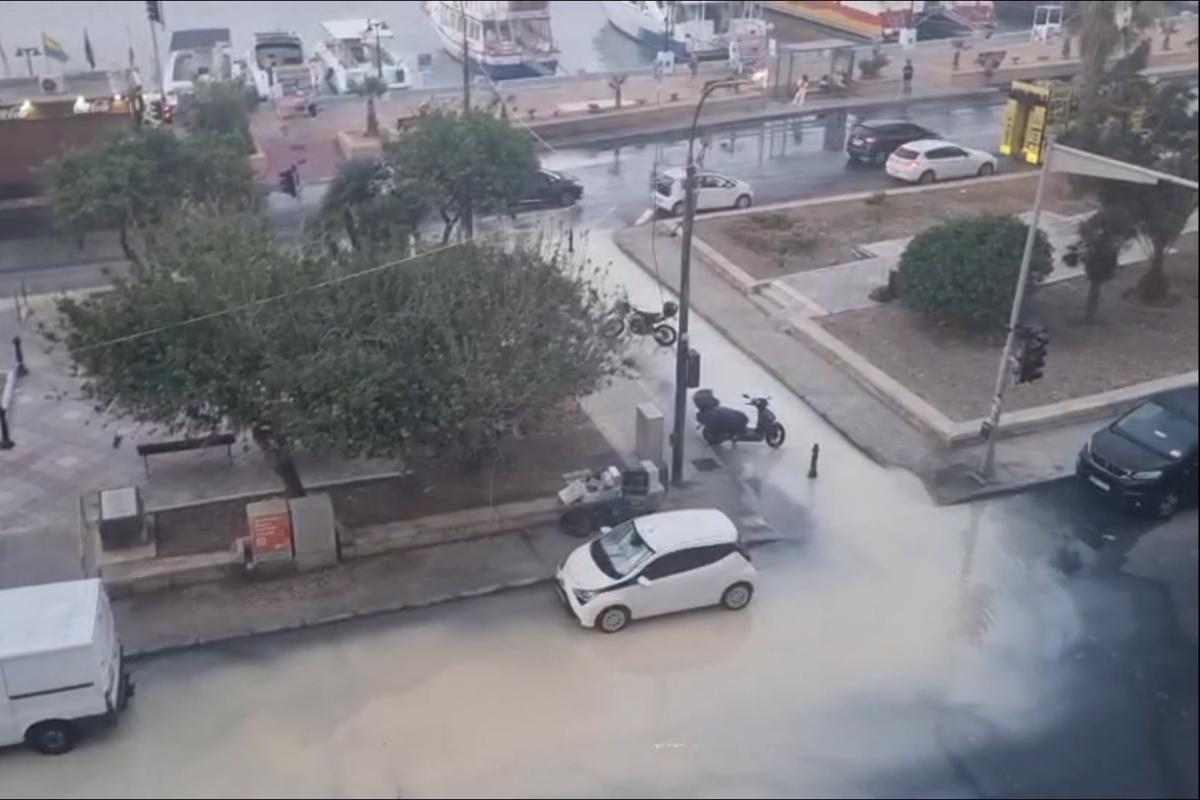 The water could be seen stretching across the Sliema front.