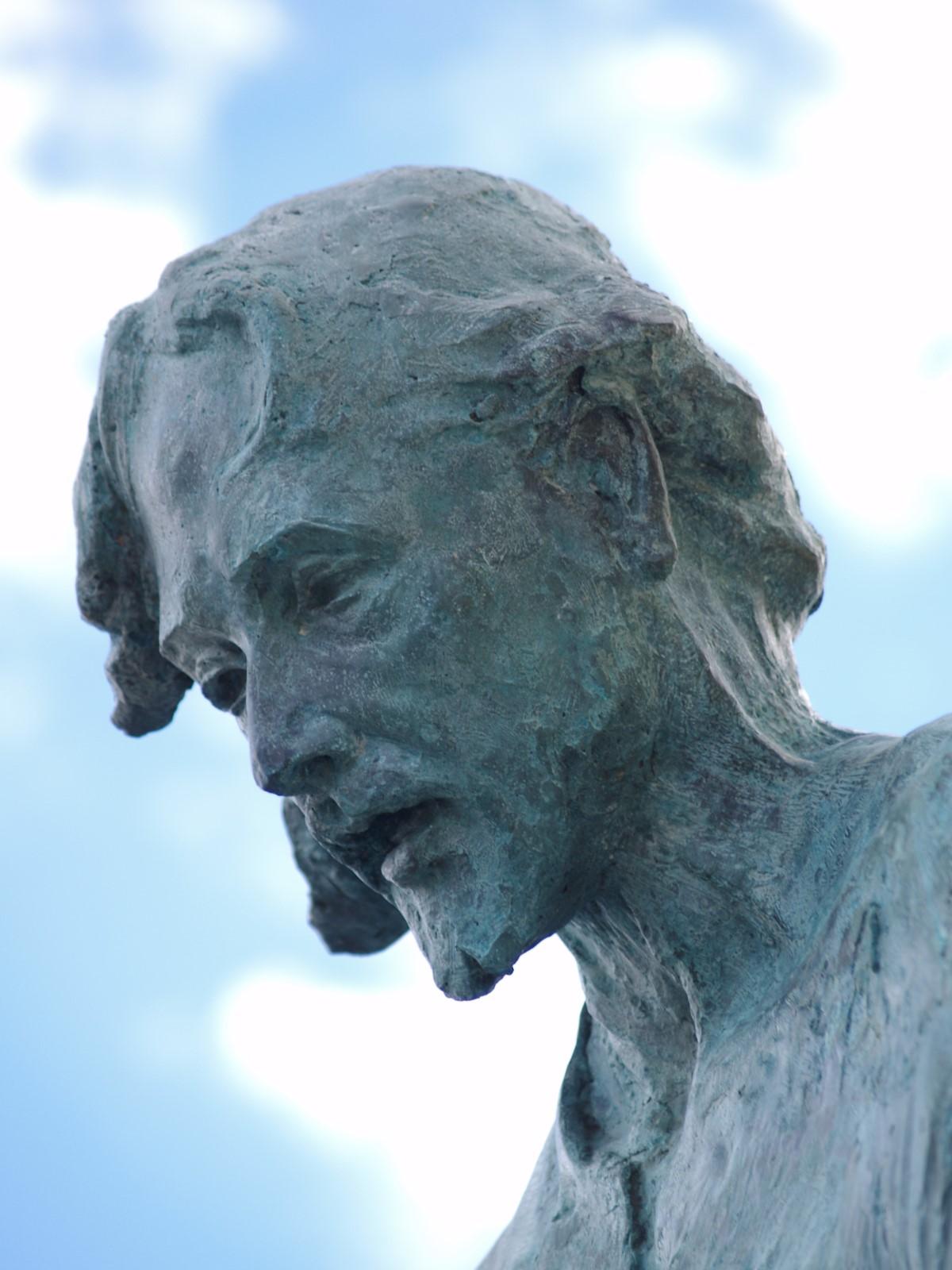 A close-up of the face of the statue.