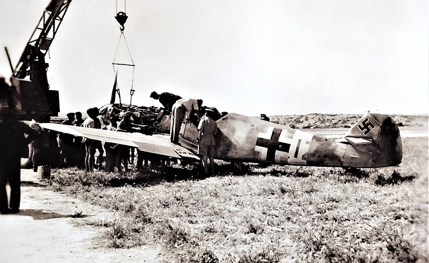 A German Messerschmitt 109 fighter downed in 1942 in Malta by anti-aircraft defences.
