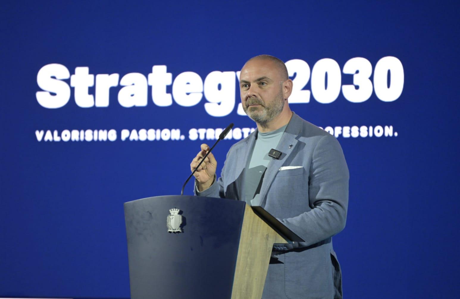 Owen Bonnici addressing the event. Photo: Matthew Mirabelli