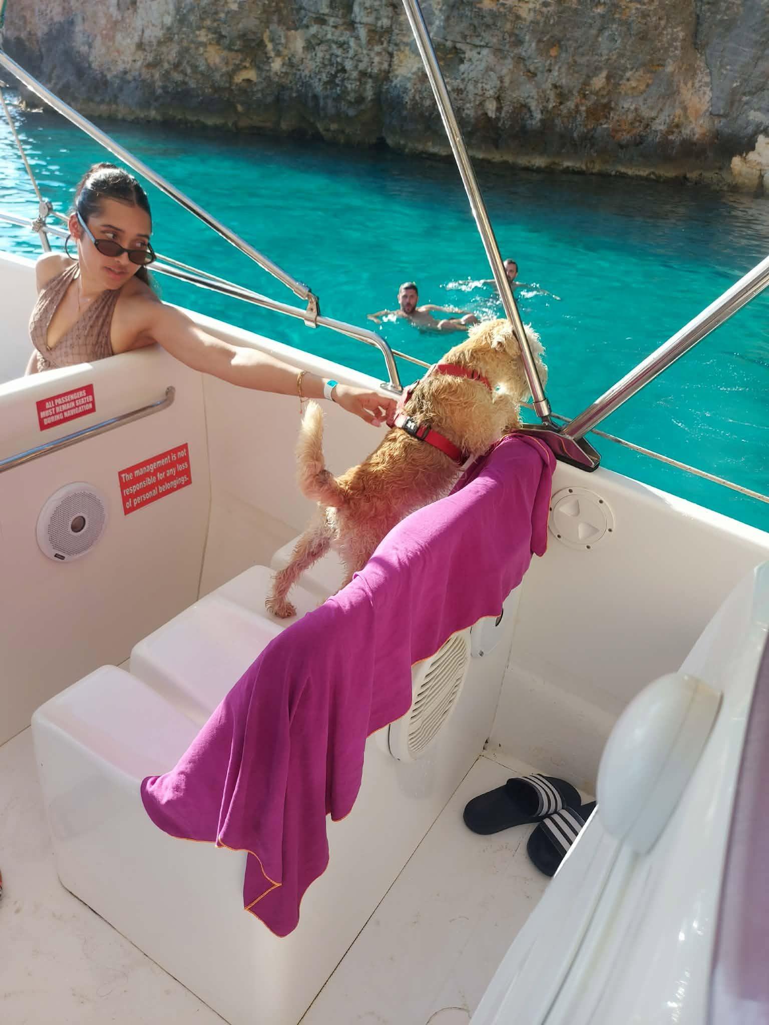 Arno after being rescued by Bluewaves watersports at Blue Lagoon. Photo: Bluewaves Watersport