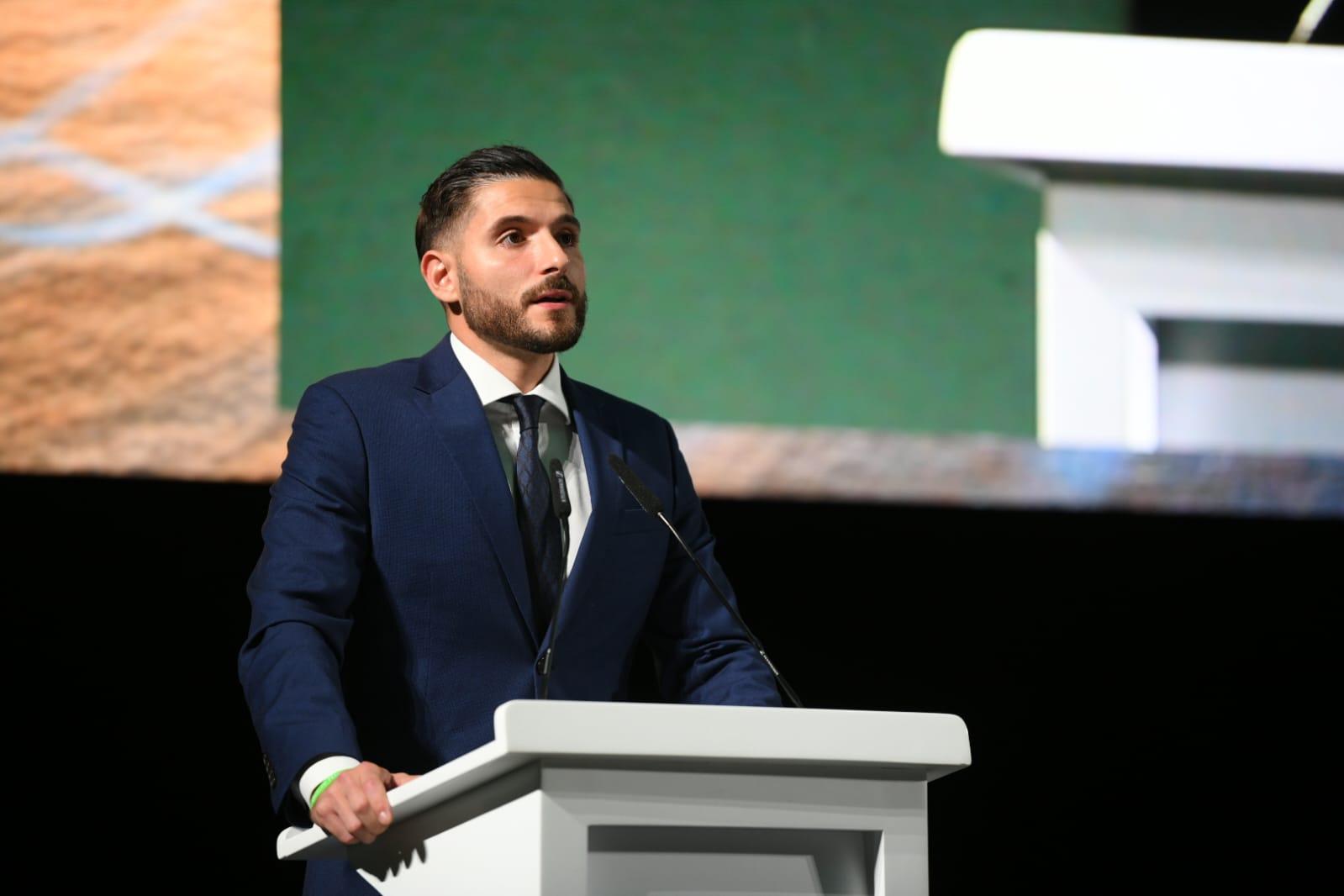 Alex Borg addressing conference delegates. Photo: Matthew Mirabelli