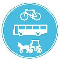 Route for buses, pedal cycles and cabs sign