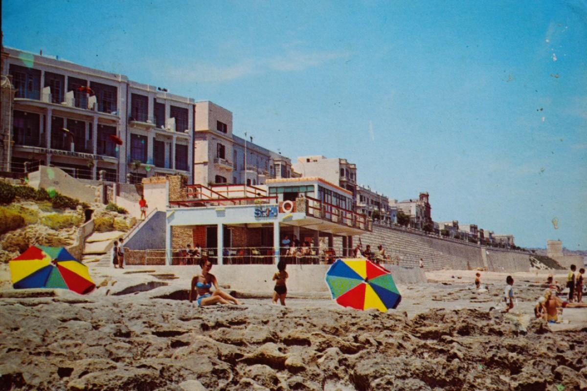 Fond Għadir beach, Sliema, by the Cathedral Library.