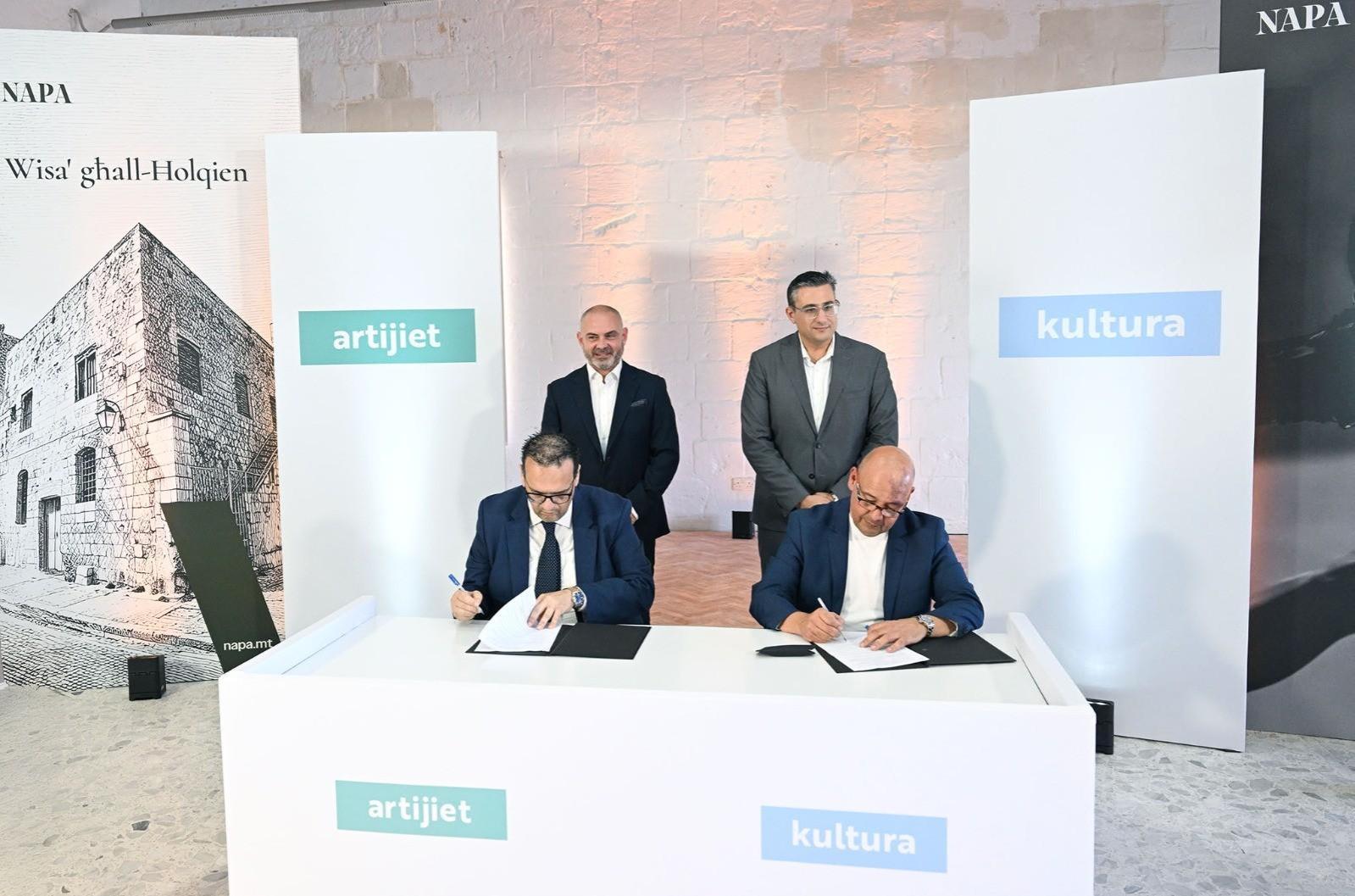 From left to right, back to front: Lands Minister Owen Bonnici, Culture Minister Malcolm Paul Agius Galea, Permanent Secretary Ramon Deguara, and NAPA CEO Dominic Galea. Photo: DOI