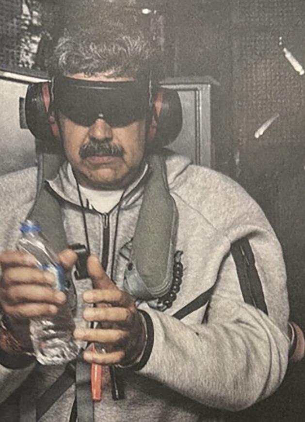 This image, posted on US President Donald Trump&rsquo;s Truth Social account on January 3, shows Venezuela&rsquo;s President Nicol&aacute;s Maduro onboard the USS Iwo Jima after the US military captured him. Photo: US President Donald Trump's Truth social account/AFP