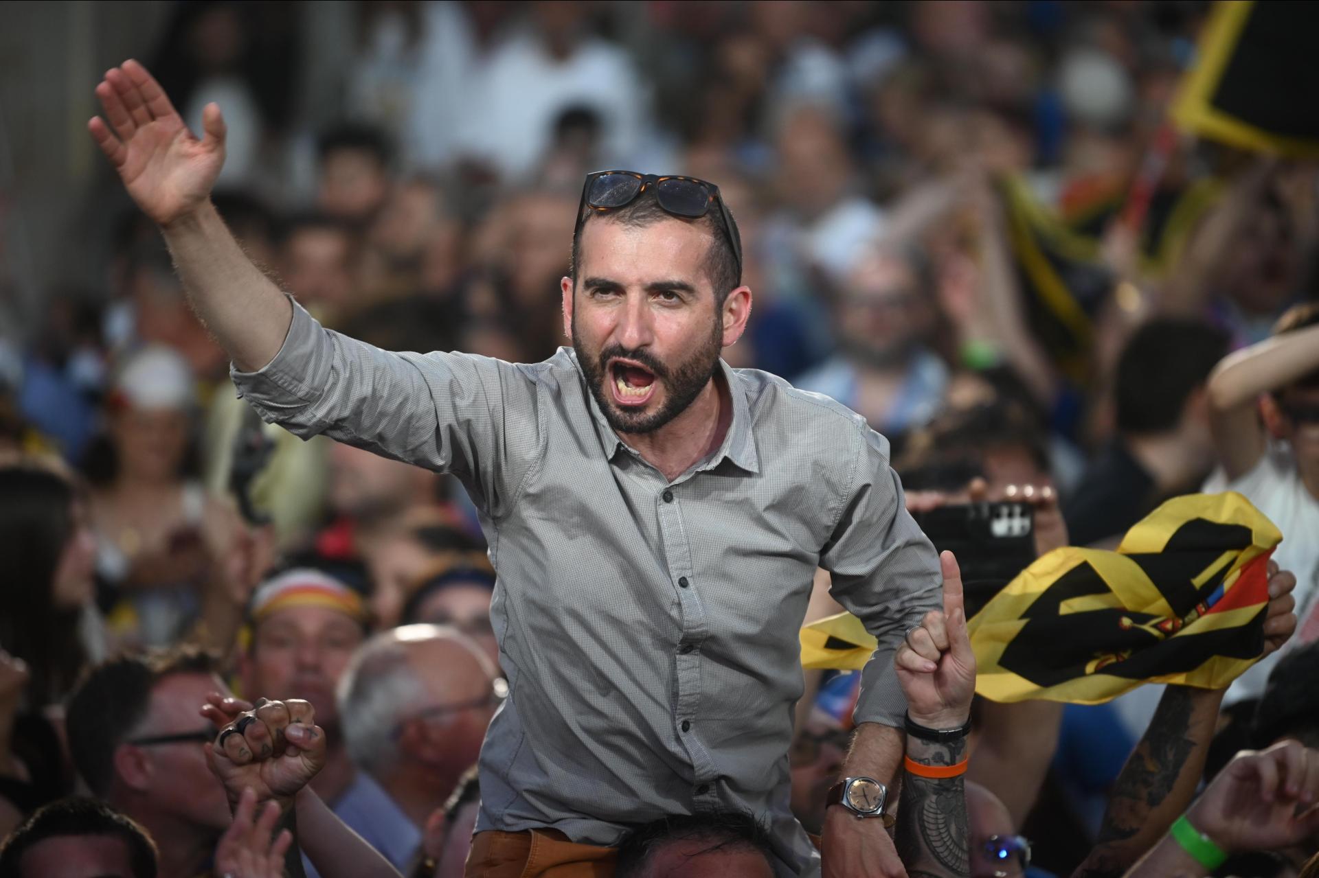 Mark Anthony Sammut celebrates after being reelected. Photo: Jonathan Borg