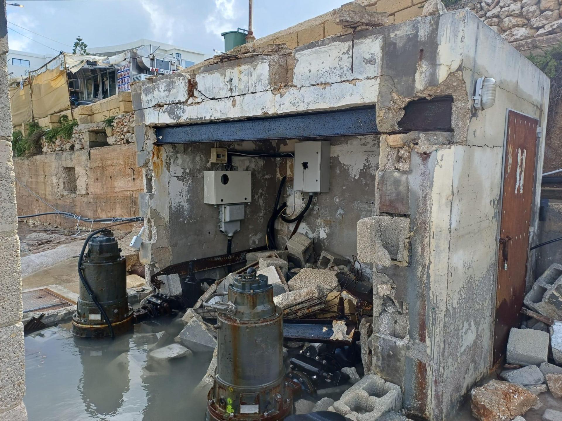 The pumping station in Marfa left destroyed as a result of Storm Harry. Photo: WSC spokesperson