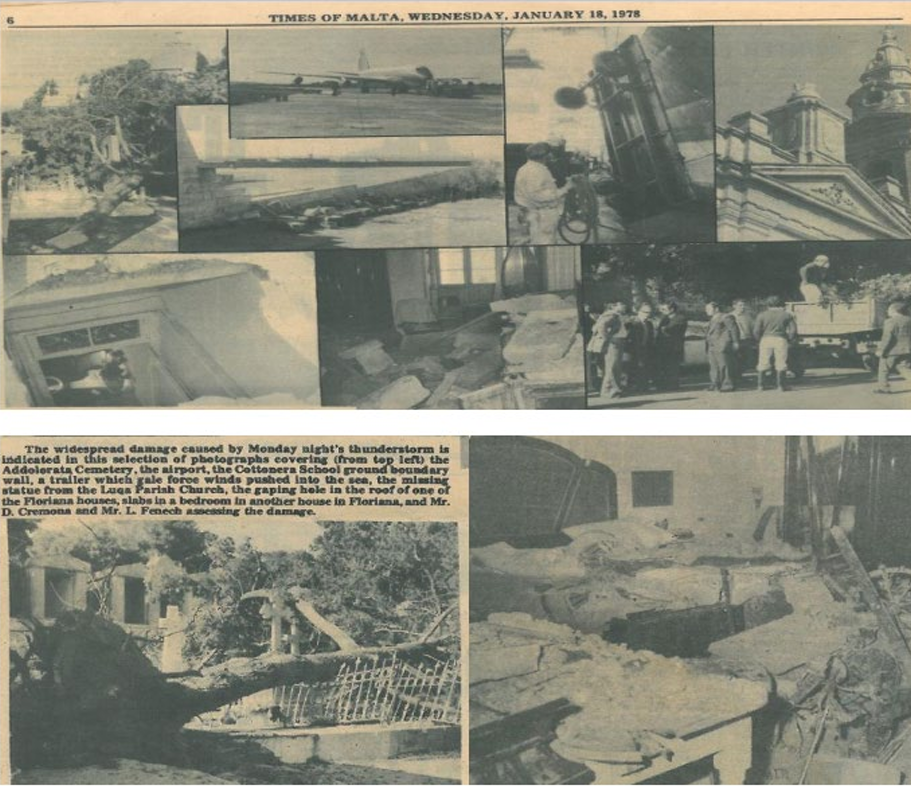 Scenes of the 1978 storm. Photo: <em>Times of Malta</em>