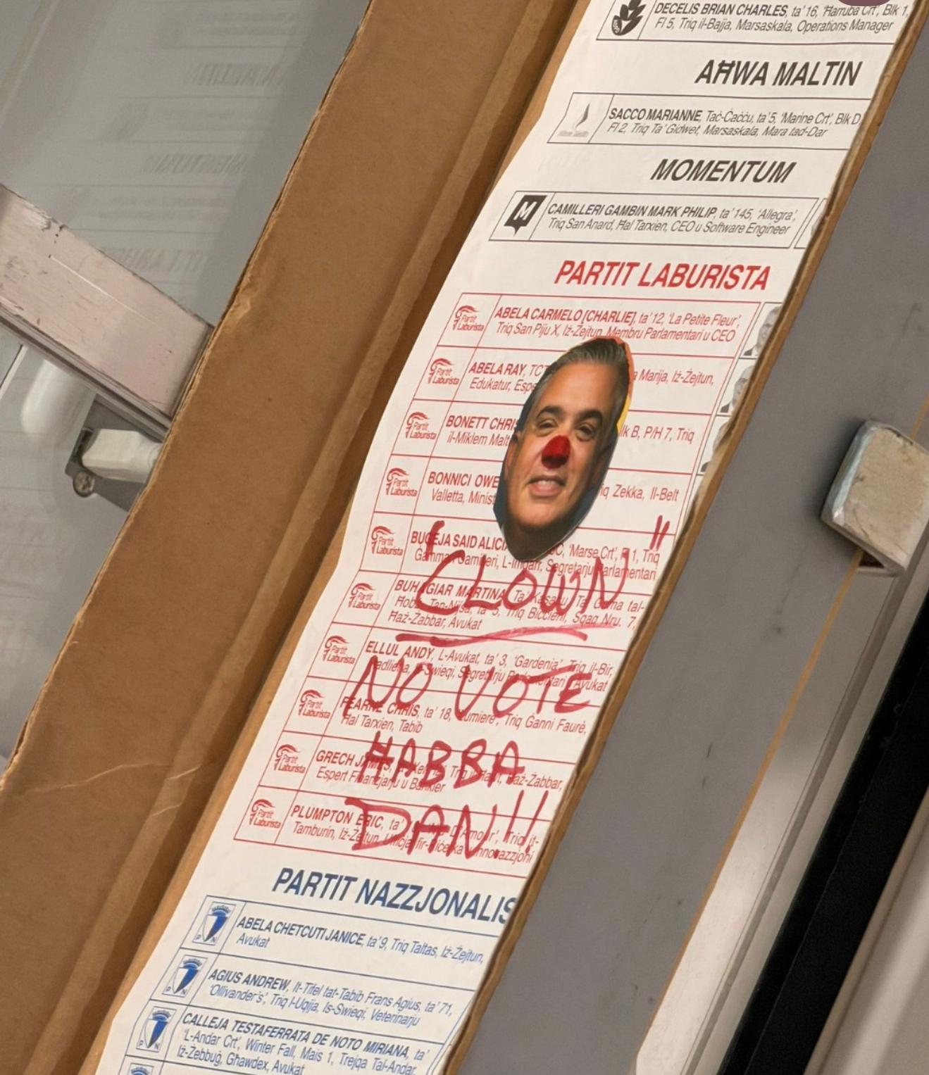 The Chris Bonett ballot. Photo: Lovin Malta