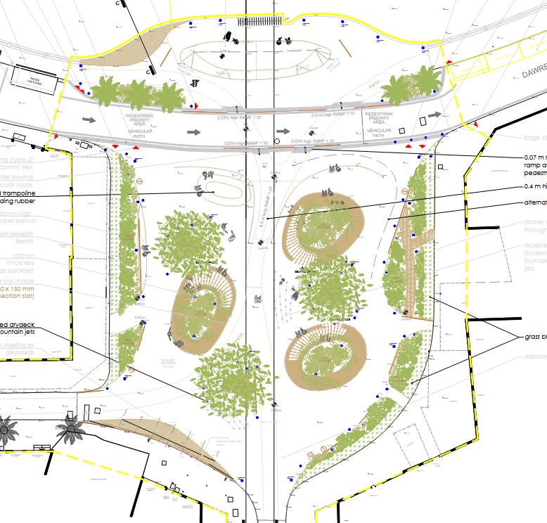 The latest approved plan for the Buġibba square, designed by XYZ Ltd