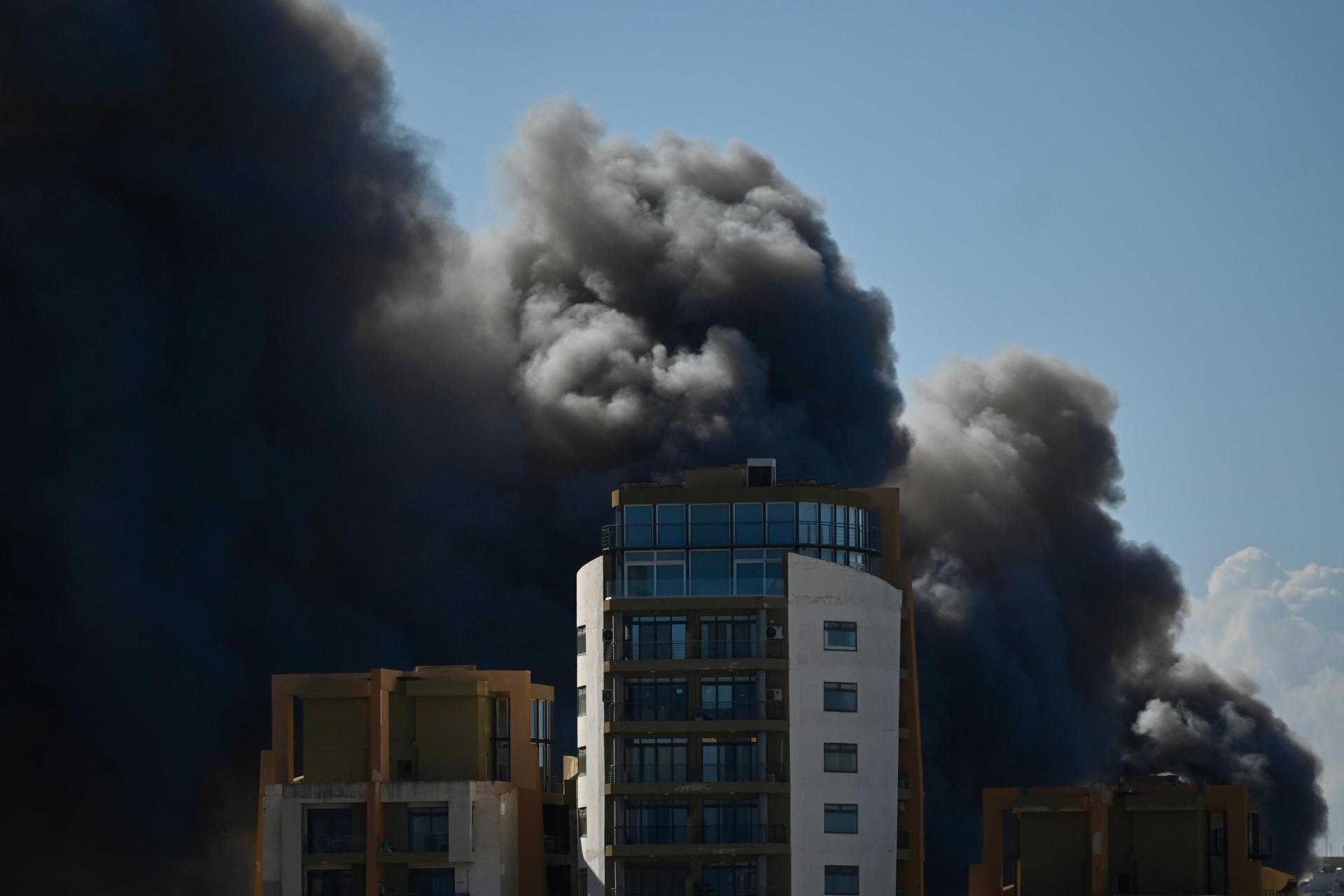 Plumes of smoke from the fire on Thursday were seen miles away. Photo: Jonathan Borg