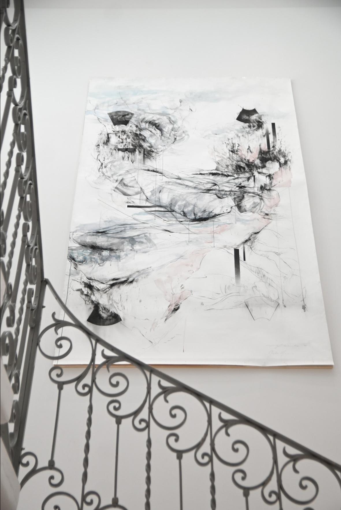 Art in the stairwell of the exhibition space.