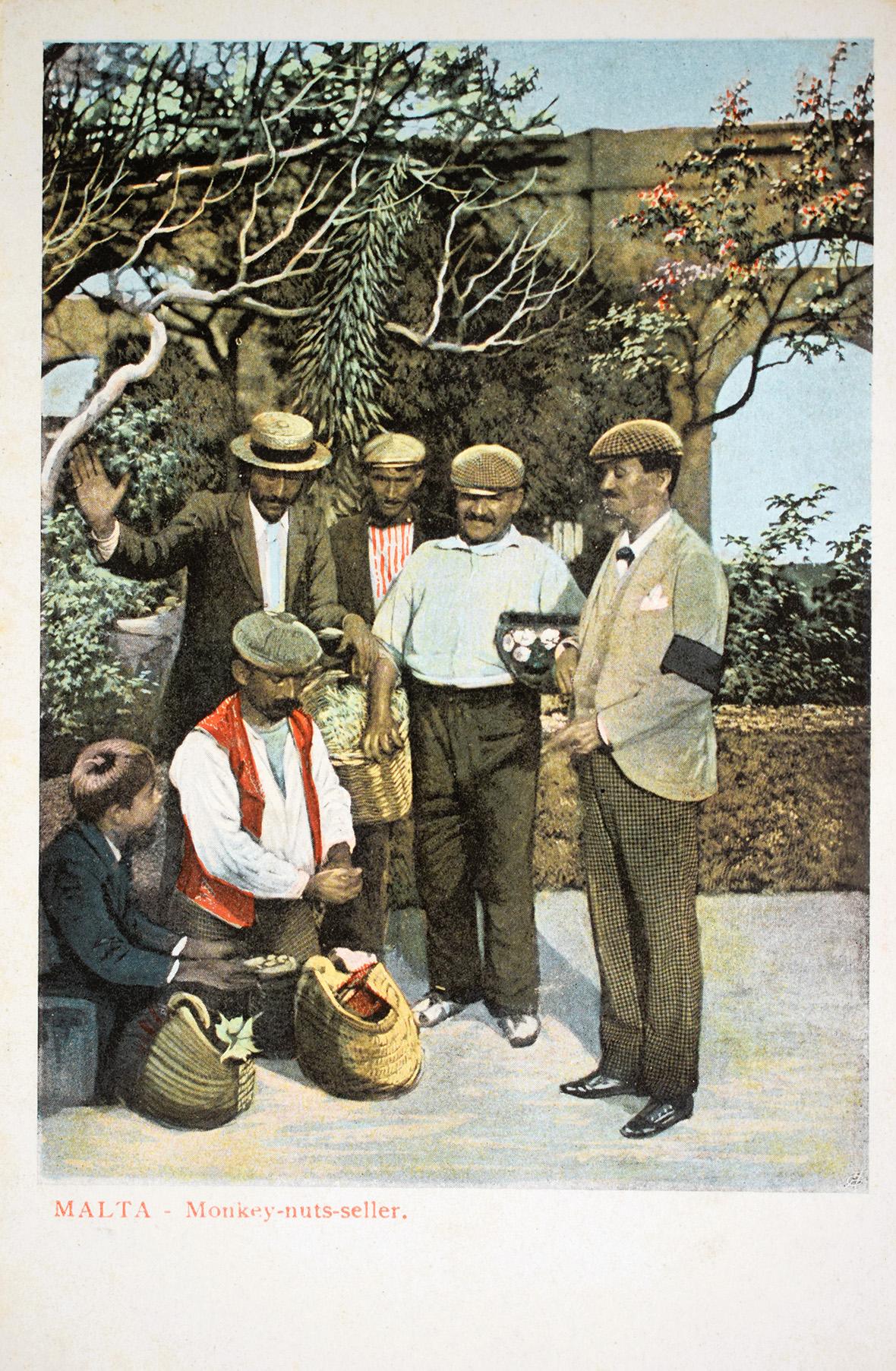 A 'karawett' seller in a circa 1904 colour postcard by Vincenzo Galea di Antonio