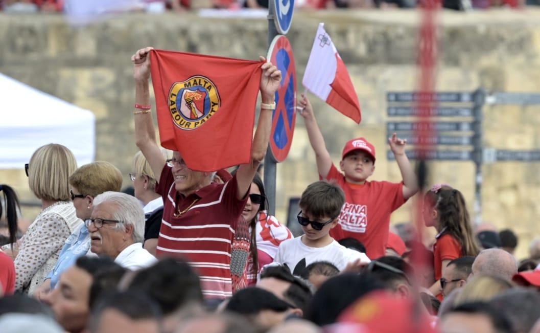 Labour supporters in Valletta.