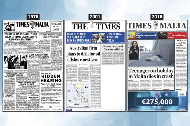 July 20: The front page of Times of Malta 10, 25 and 50 years ago