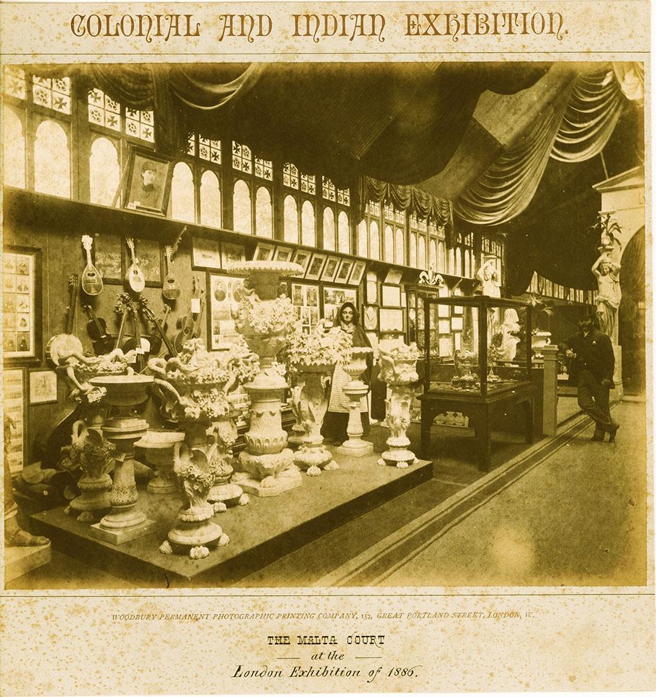 Part of the Malta Court at the 1886 London Colonial Exhibition. Photo: National Museum of Archaeology, Heritage Malta
