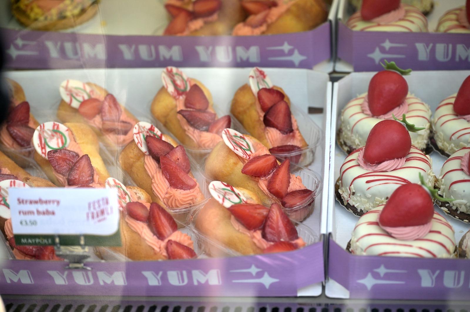 Some of the many strawberry-based sweets on offer