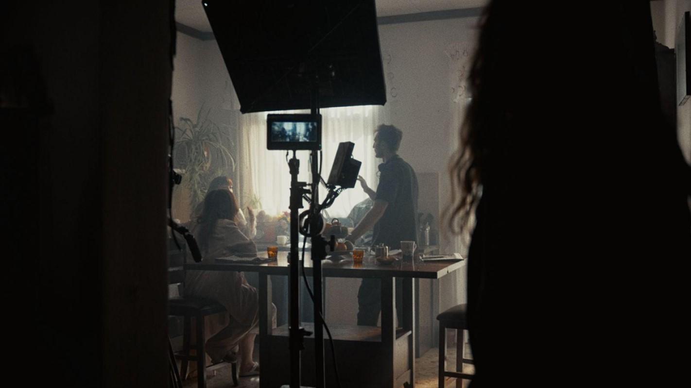 Michael Bonello Ghio on the set of <em>My Dearest Mother</em>.