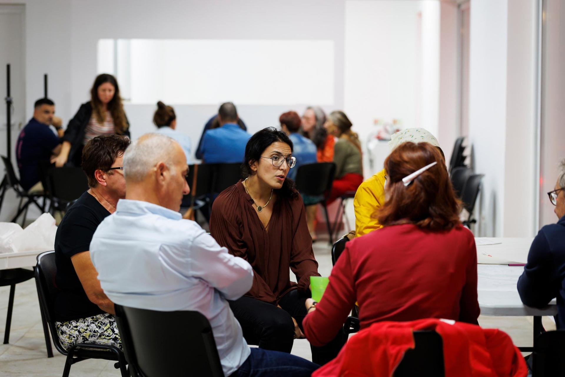 Rebecca Cremona from Azzjoni: Tuna Artna Lura speaks to residents. Photo: Darrin Zammit Lupi
