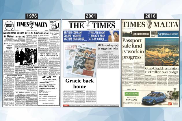 June 18: The front page of Times of Malta 10, 25 and 50 years ago