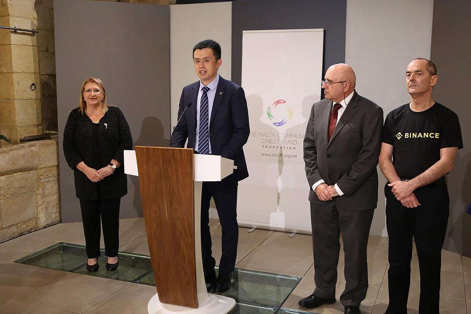 Former Binance CEO Changpeng Zhao at a Malta Community Chest Fund event in October 2018. Photo: Facebook/Marie-Louise Coleiro Preca