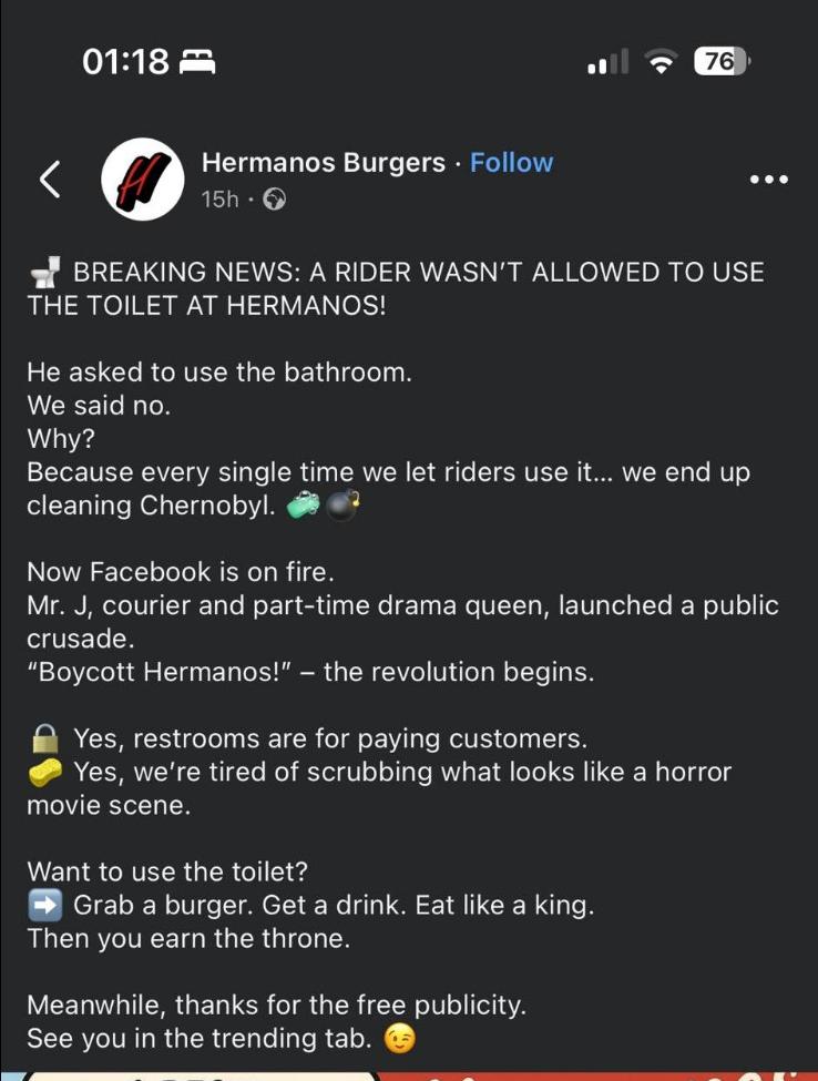 The now deleted Hermanos post. Photo: Facebook