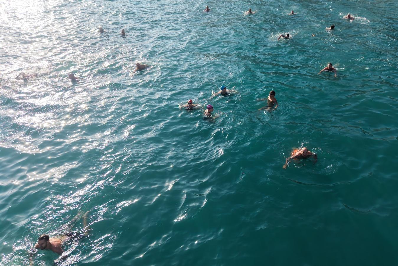 Enjoying a dip in St Julian's on Sunday morning. Photo Jonathan Borg.