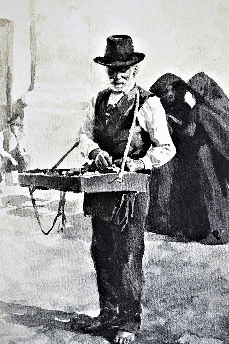 The painter Edward Caruana Dingli provided the artwork for this 1910s postcard of a sweets vendor.