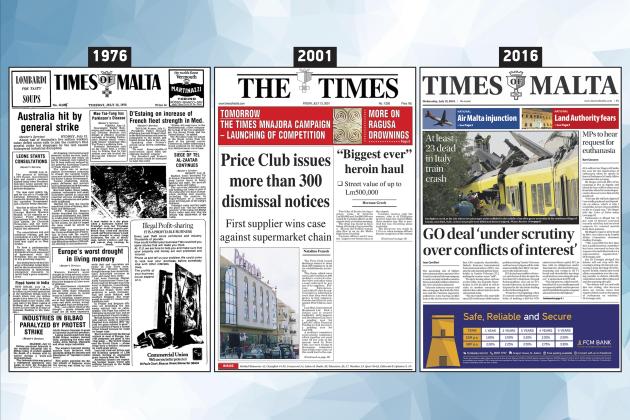 July 13: The front page of Times of Malta 10, 25 and 50 years ago