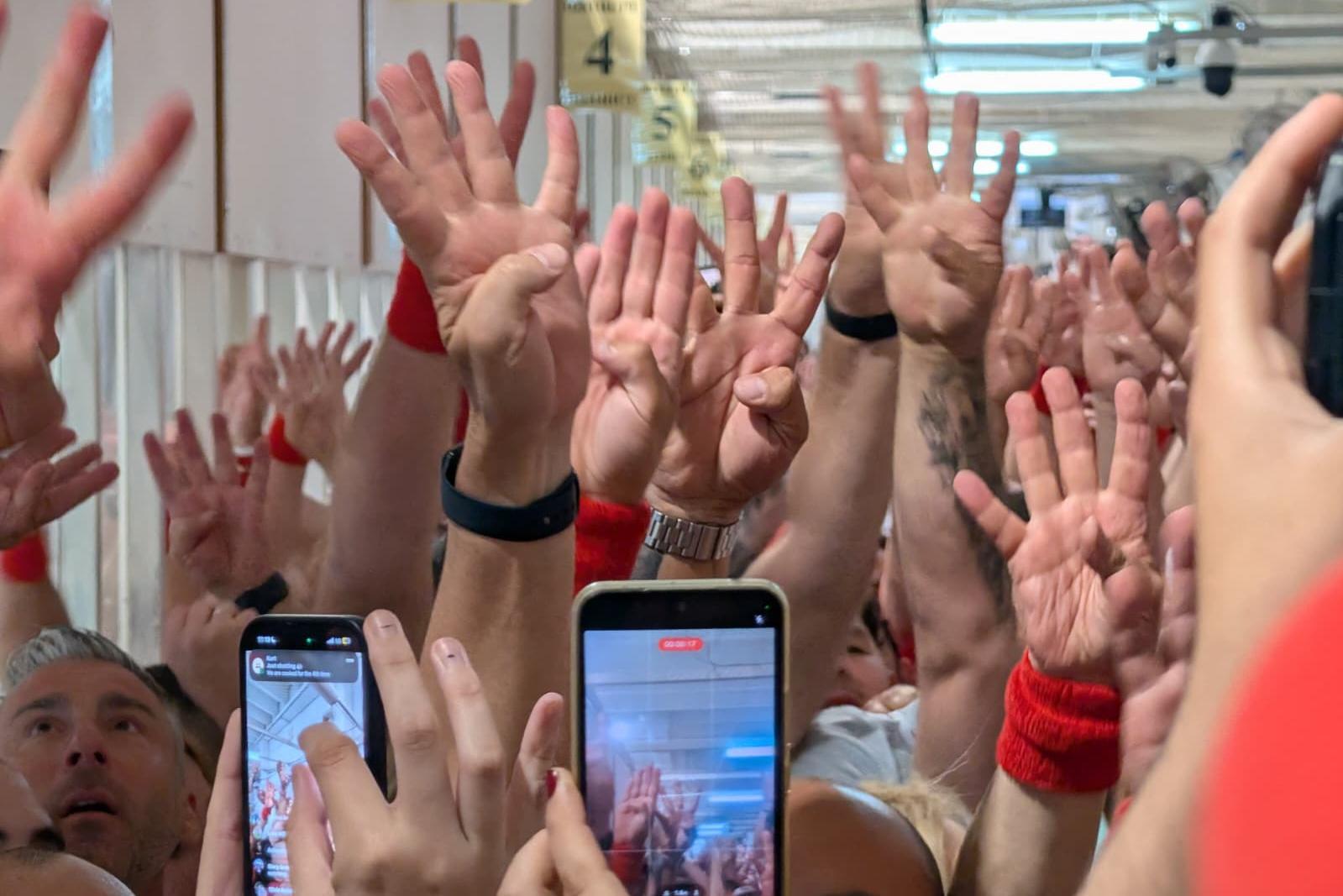 Labour supporters celebrate the fourth victory. Photo: Chris Sant Fournier