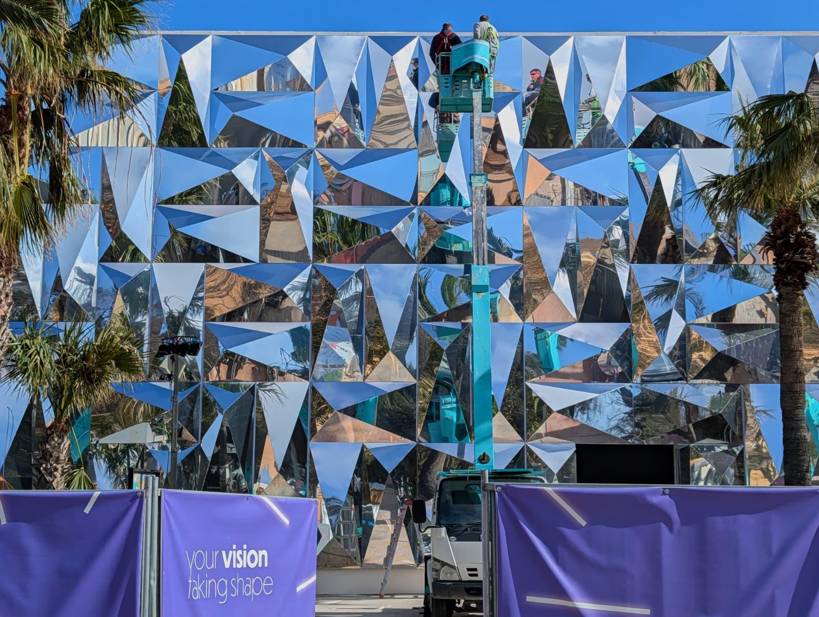 Last minute works on the pavilion that will host the Vision 2050 'immersive experience'. Photo: Chris Sant Fournier