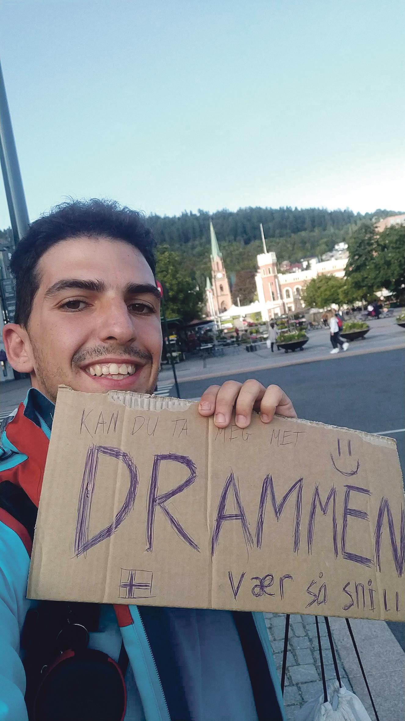 Matt Cassar hitch-hiking