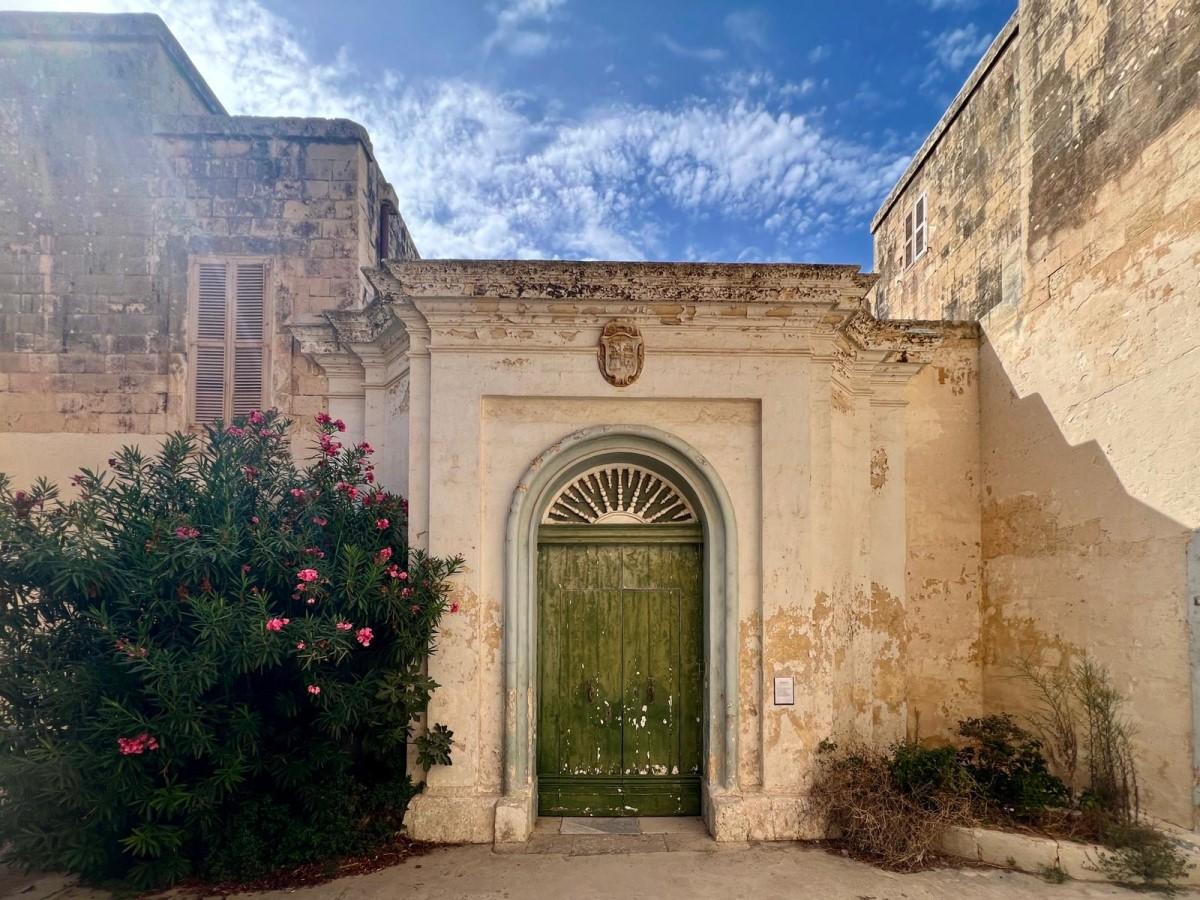 The timber front door of Palazzo Mangion. Photo: Chris Sant Fournier