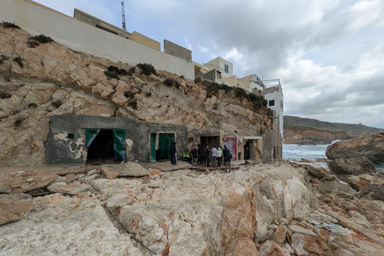 Businesses next to Għar Lapsi were ravaged by the storm. Photo: Chris Sant Fournier.