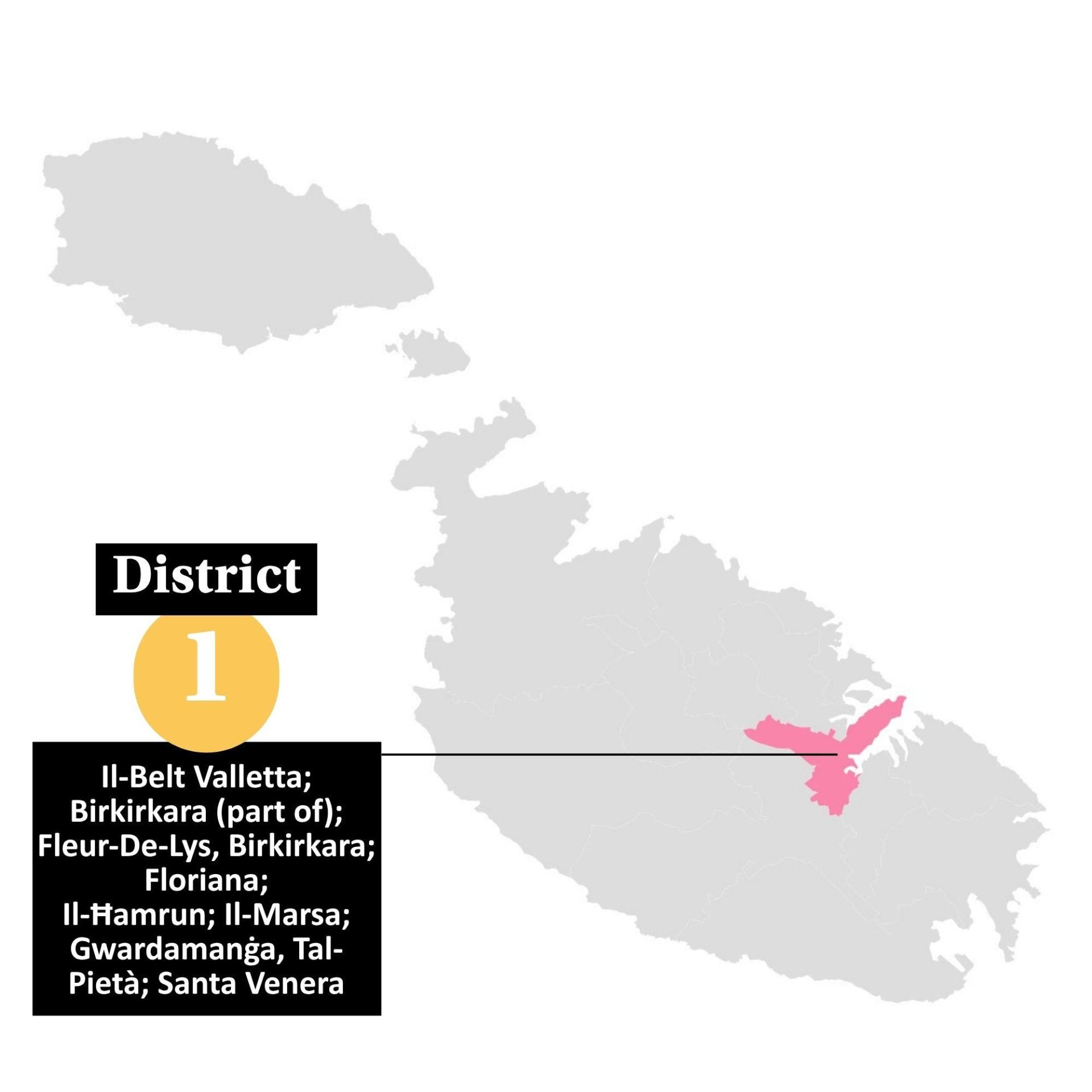 The localities in the first district. Graphic: Kristina Vella