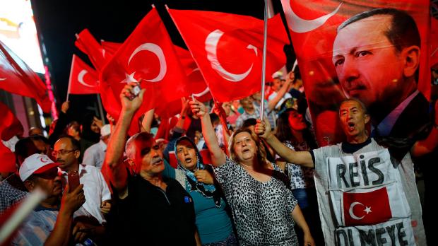 Erdogan supporters in central Ankara. Photo: Reuters