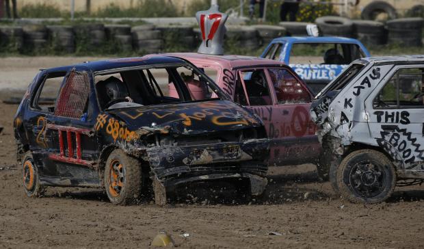 Action from Sunday's Ladies Demolition Derby. Photo: Darrin Zammit Lupi