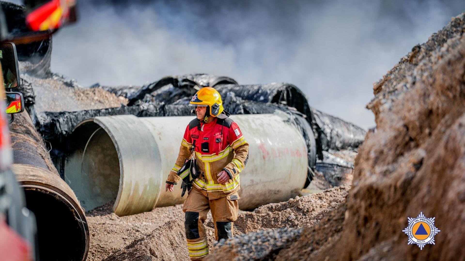 The quarry which caught fire on Saturday contained a large amount of rubbish. Photo: CPD